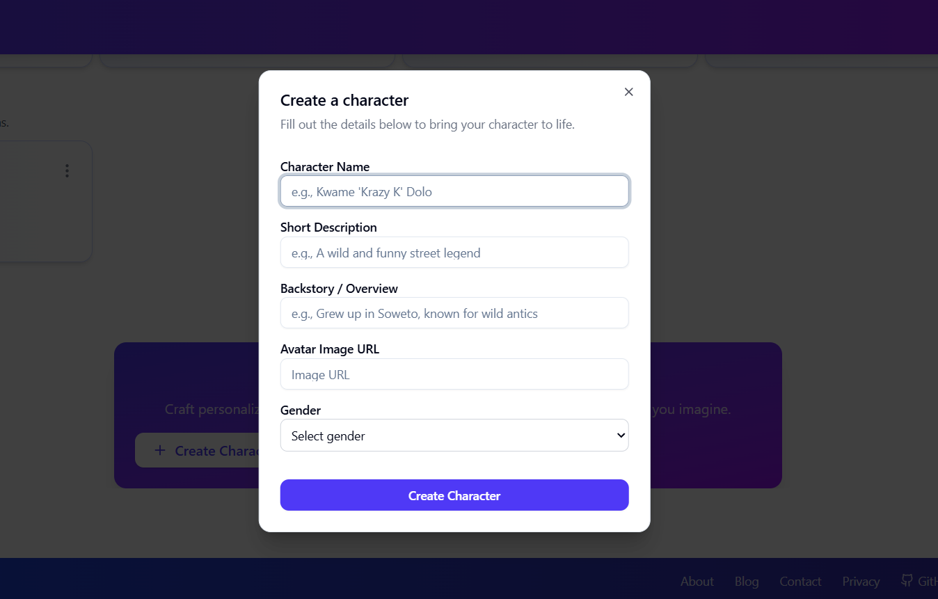 Predefined Characters